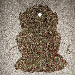 women's FOREVER 21 ruffled button down blouse size large